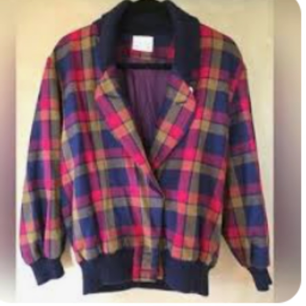Vintage Proportion Petites 80's Plaid Bomber Jacket S